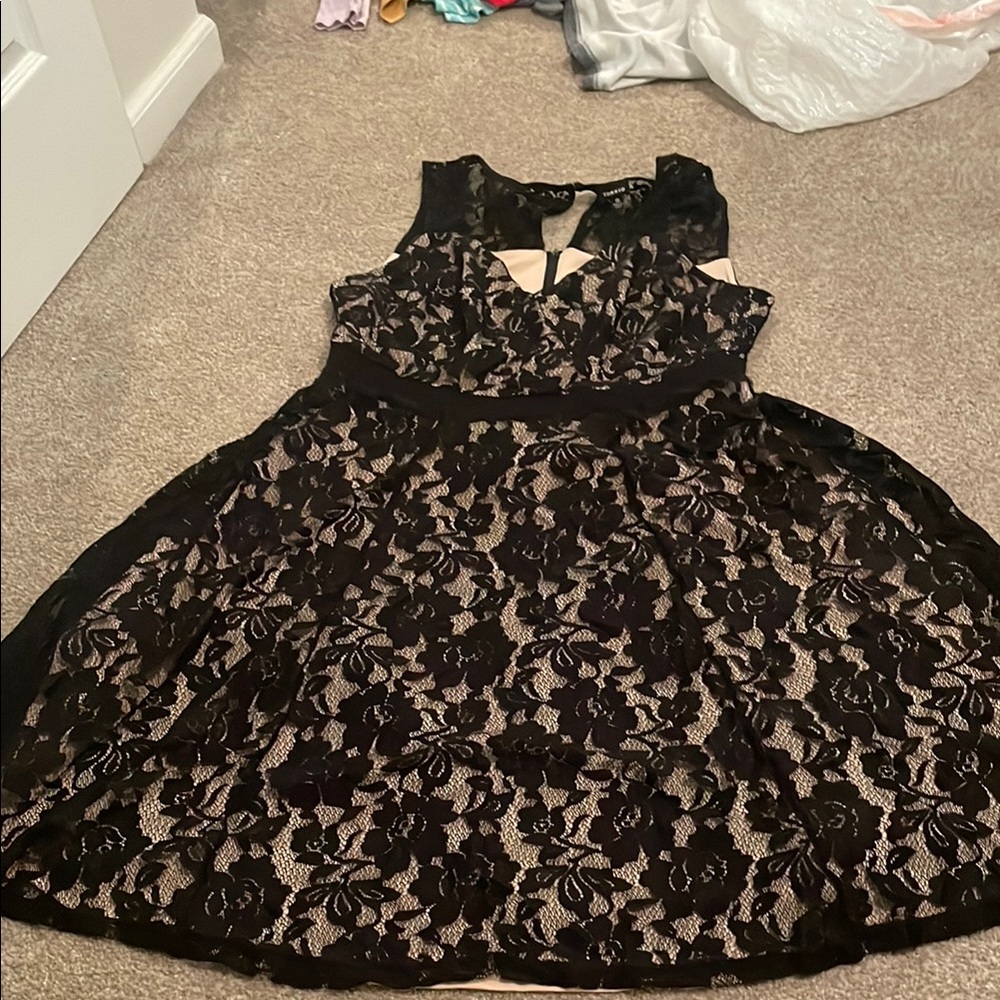 Torrid Black and Tan Fit and Flare Dress for Prom